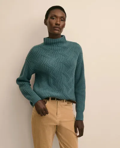 Brooks Brothers Cashmere Cable-knit Funnel-neck Sweater In Green