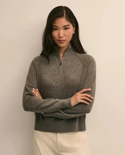 Brooks Brothers Cashmere Quarter-zip Sweater In Gray