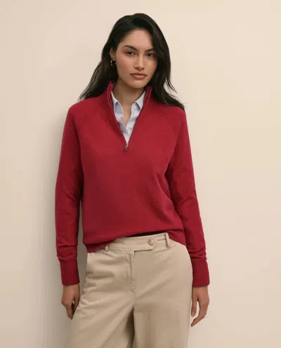 Brooks Brothers Cashmere Quarter-zip Sweater In Red