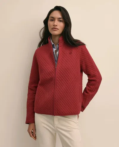 Brooks Brothers Cotton-blend Quilted Zip Jacket Sweater In Multi