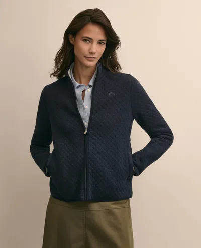 Brooks Brothers Cotton-blend Quilted Zip Jacket Sweater In Multi
