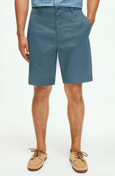 Brooks Brothers Flat Front Stretch Chino Shorts In Bering Sea
