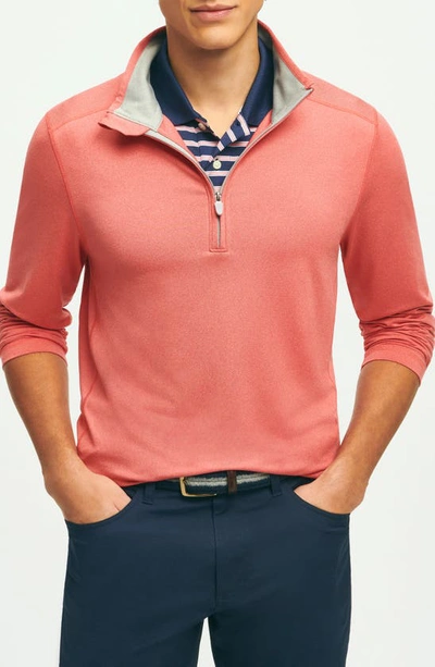 Brooks Brothers Half Zip Golf Pullover In Red Heather