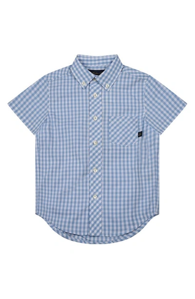 Brooks Brothers Kids' Gingham Short Sleeve Cotton Button-down Shirt In Light Blue
