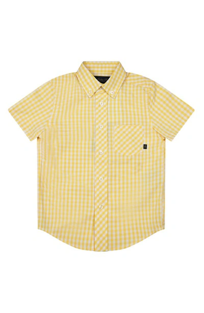 Brooks Brothers Kids' Gingham Short Sleeve Cotton Button-down Shirt In Yellow