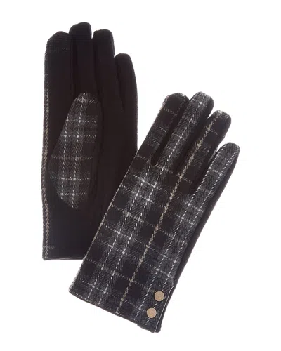 Brooks Brothers Knit Plaid Wool-blend Gloves In Black