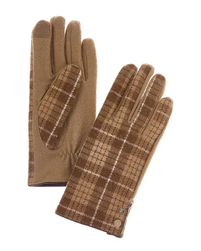 Brooks Brothers Knit Plaid Wool-blend Gloves In Brown