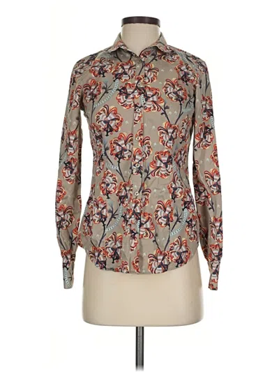 Pre-owned Brooks Brothers Long Sleeve Blouse In Brown