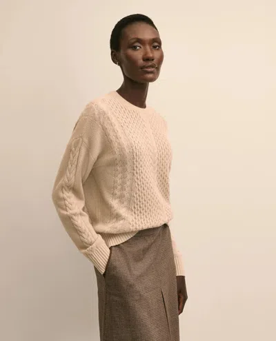 Brooks Brothers Merino Wool Blend Aran Sweater In Neutral