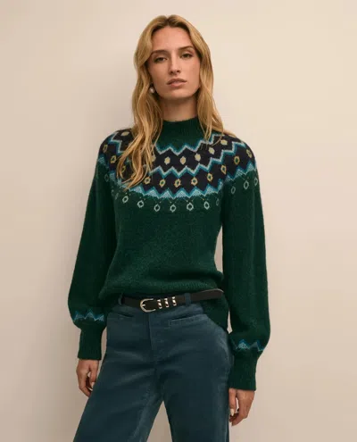 Brooks Brothers Merino Wool-alpaca Blend Fair Isle Sweater In Animal Print