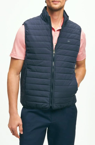 Brooks Brothers Out Quilted Water Repellent Insulated Vest In Navy Blazer
