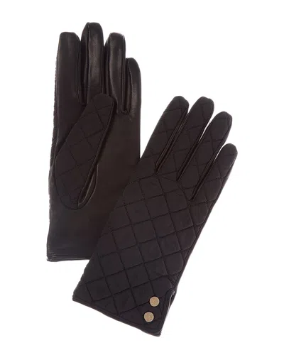 Brooks Brothers Quilted Leather Gloves In Black