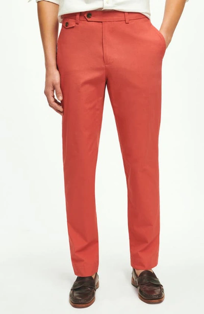 Brooks Brothers Regular Fit Cotton Canvas Poplin Chinos In Supima Cotton Trousers | Red | Size 36 30