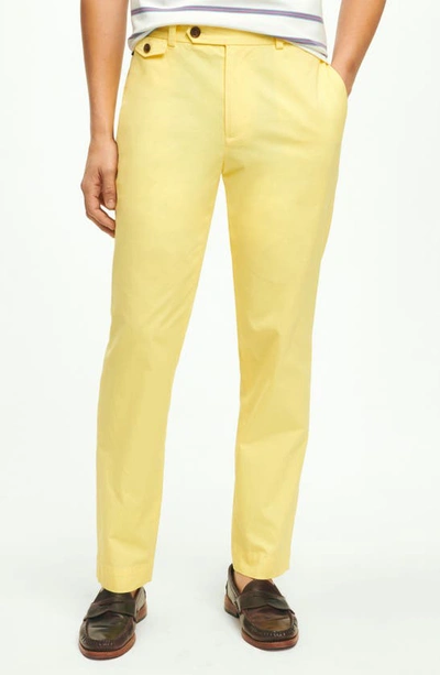 Brooks Brothers Regular Fit Cotton Canvas Poplin Chinos In Supima Cotton Trousers | Yellow | Size 38 30