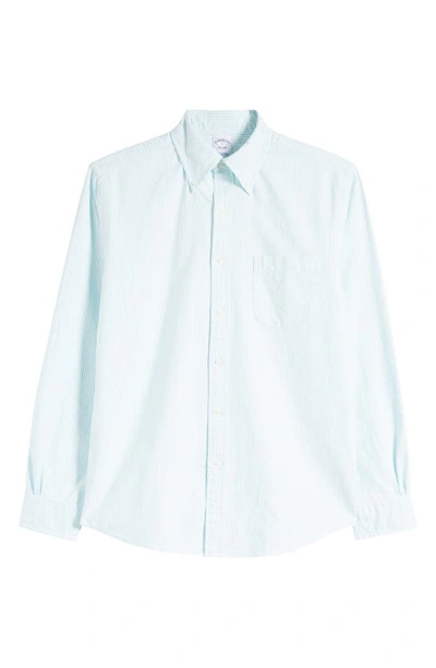 Brooks Brothers Regular Fit Stripe Oxford Button-down Shirt In Turquoise Stripe