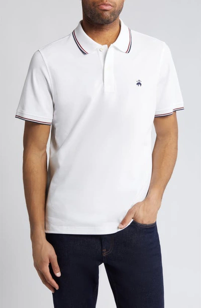 Brooks Brothers Tipped Cotton Piqué Tennis Polo In Bright White