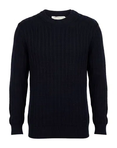 Brooksfield Man Sweater Midnight Blue Size 40 Cotton In Black