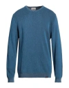 Brooksfield Man Sweater Navy Size 46 Wool, Cotton, Polyamide In Navy Blue