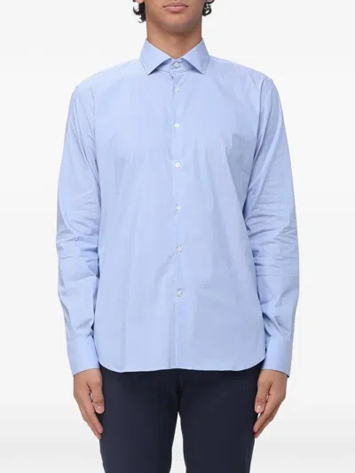 Brooksfield Striped Cotton Shirt In Blue