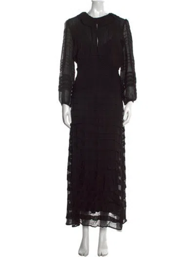 Pre-owned Brora Printed Long Dress W/ Tags In Black