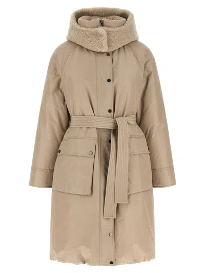 Brunello Cucinelli Beige Long Down Jacket In Neutral