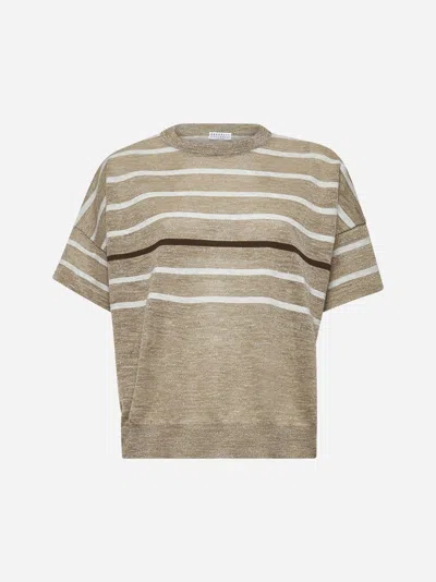 Brunello Cucinelli Lurex Stripes Sweater Sweaters And Cardigans In Multicolor