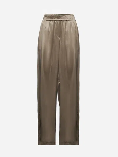 Brunello Cucinelli High Waisted Trousers In Brown