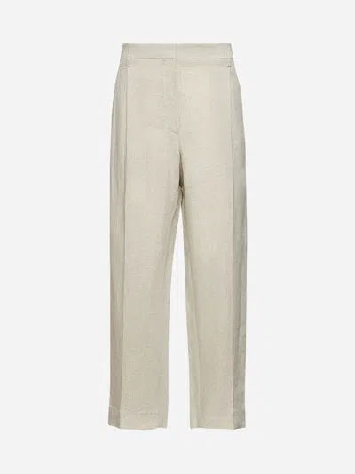 Brunello Cucinelli Beige Sparkling Canvas Slouchy Trousers