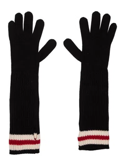 Pre-owned Brunello Cucinelli Black Patterned Cashmere Knitted Gloves W/tags