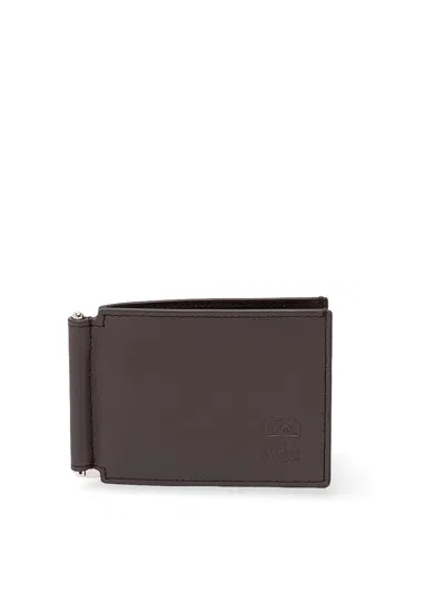 Brunello Cucinelli Brown Leather Wallet In Gray