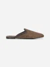 Brunello Cucinelli Brown Techno Raffia Precious Trim Slippers In Cream