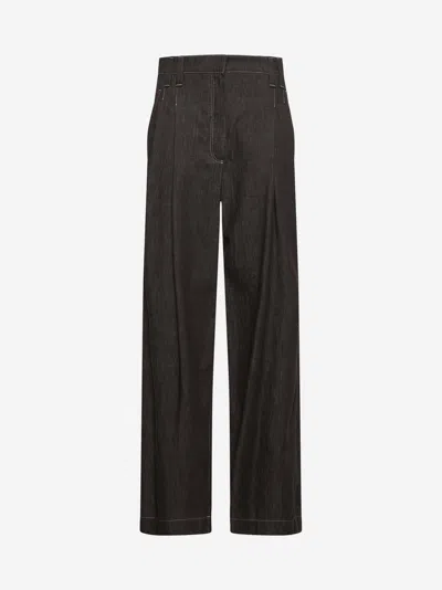 Brunello Cucinelli Brown Twill Wide Smart Jeans