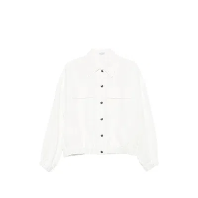 Brunello Cucinelli Button-up Bomber Jacket In White