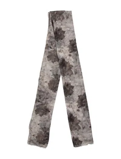 Pre-owned Brunello Cucinelli Cashmere Floral Print Scarf W/ Tags In Grey