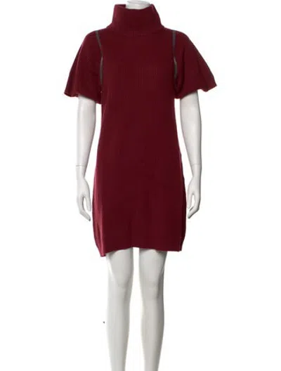 Pre-owned Brunello Cucinelli Cashmere Knee-length Dress W/ Tags In Red