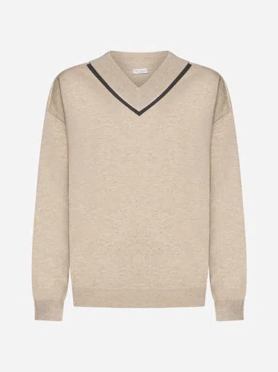 Brunello Cucinelli Cashmere Sweater In Neutral