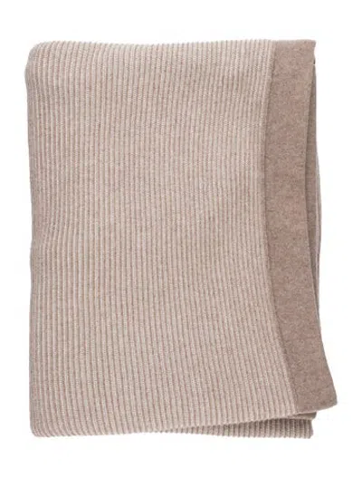 Pre-owned Brunello Cucinelli Cashmere Vanisé English Rib Knit Throw Blanket In Neutrals