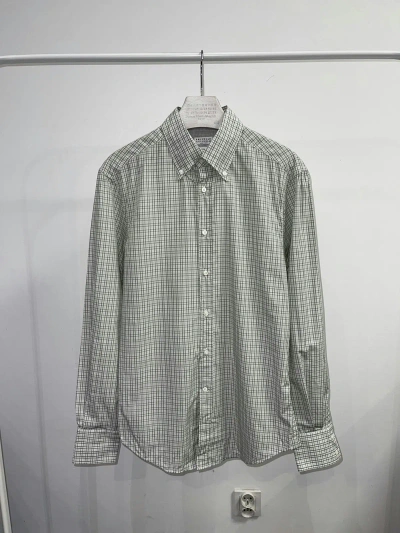 Pre-owned Brunello Cucinelli Checkered Green Button Up Shirt
