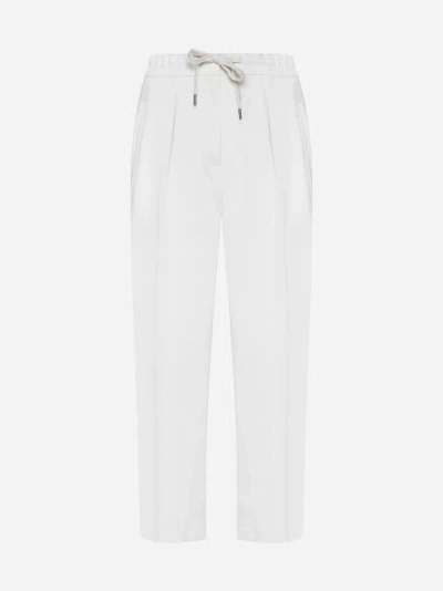 Brunello Cucinelli Cotton And Linen Trousers In Chalk
