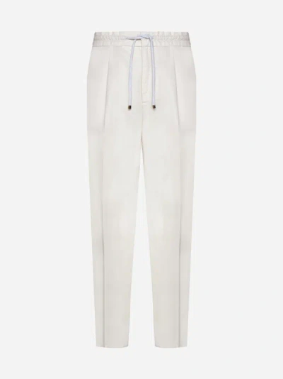 Brunello Cucinelli Cotton And Linen Trousers In Off White