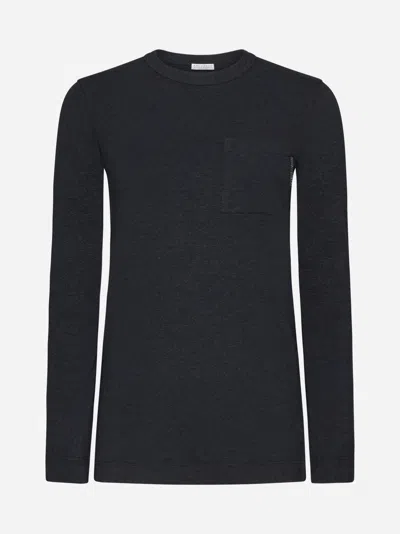 Brunello Cucinelli Cotton Long-sleeved T-shirt In Black