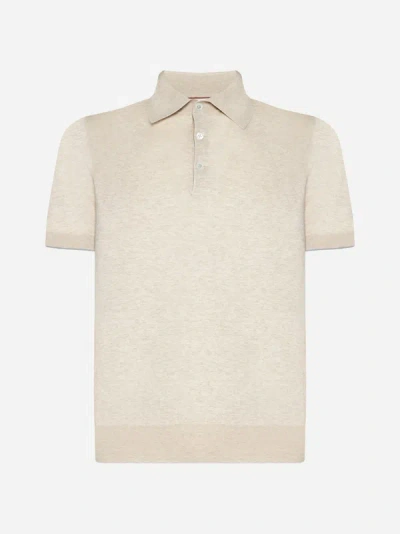 Brunello Cucinelli Cotton Polo Shirt In Beige