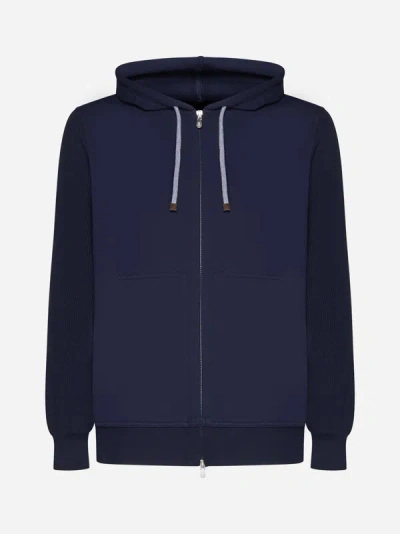 Brunello Cucinelli Cotton Zip-up Hoodie In Blue