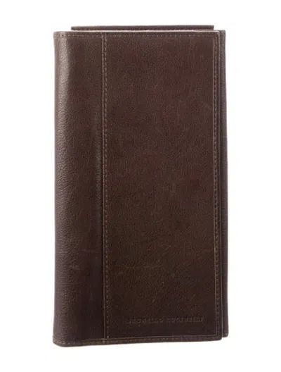 Pre-owned Brunello Cucinelli Denim Continental Wallet In Brown