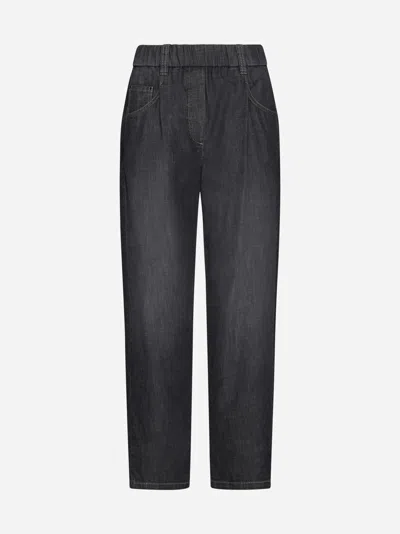 Brunello Cucinelli Elasticated Waist Jeans In Black