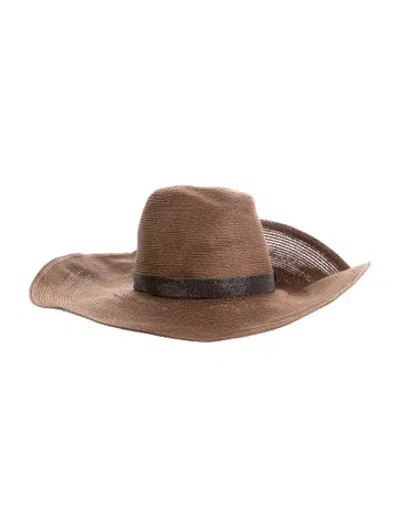 Pre-owned Brunello Cucinelli Embellished Straw Sun Hat  W/tags In Brown