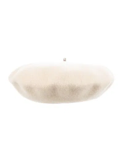 Pre-owned Brunello Cucinelli Embellished Wool Beret  W/tags In Neutrals