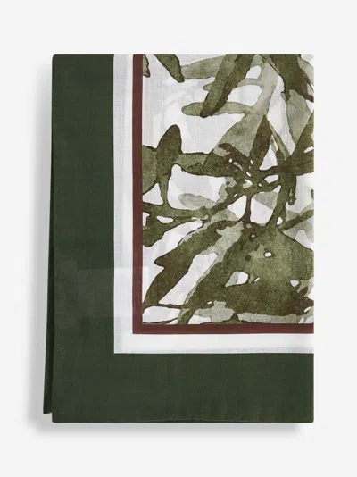 Brunello Cucinelli Green Cotton Herbarium Print Scarf
