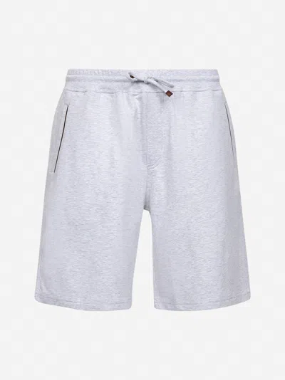 Brunello Cucinelli Grey Techno Cotton Fleece Bermuda Shorts