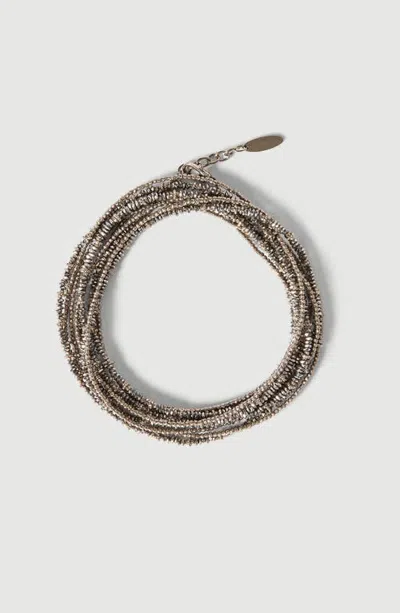 Brunello Cucinelli Hematite And Sterling Silver Wrap Bracelet In Gold